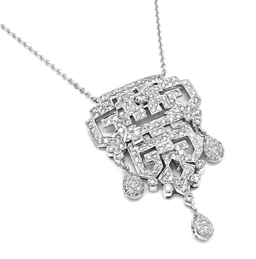Estate 3.30ct Diamond Gold Pendant Necklace