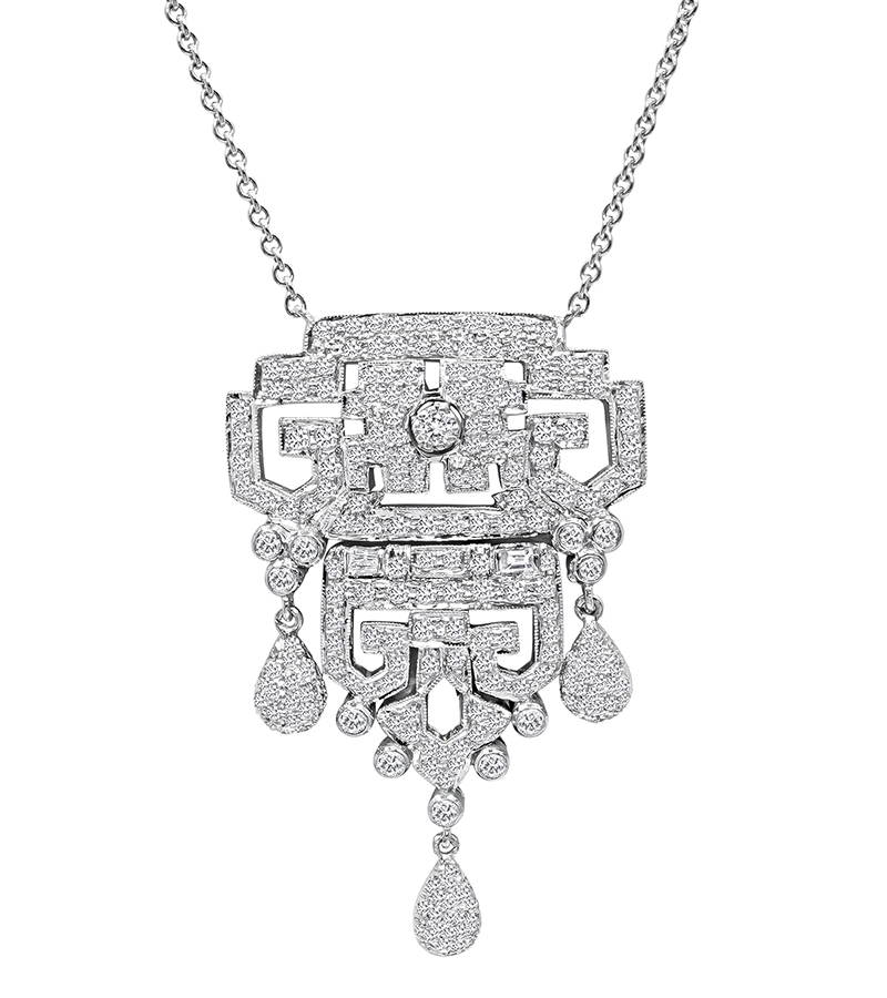 Estate 3.30ct Diamond Gold Pendant Necklace