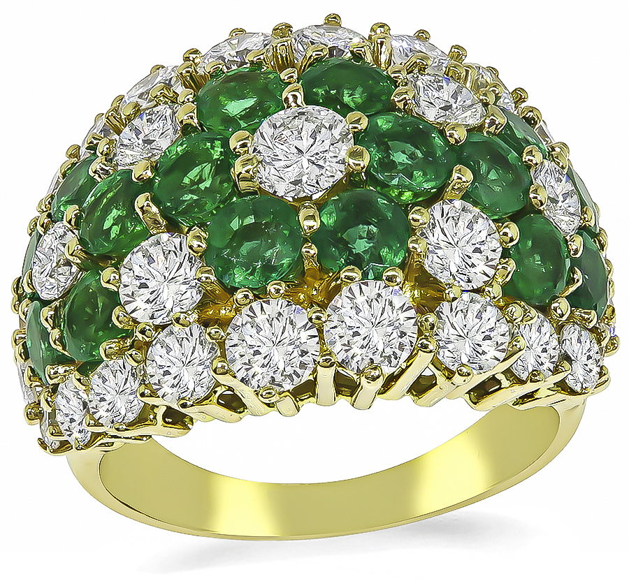 Estate 3.42ct Diamond 2.97ct Colombian Emerald Gold Ring