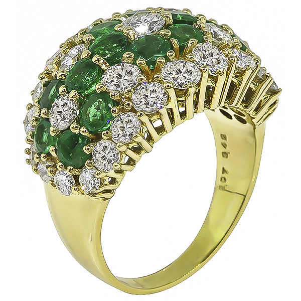 Estate 3.42ct Diamond 2.97ct Colombian Emerald Gold Ring