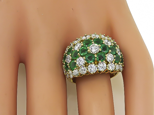 Estate 3.42ct Diamond 2.97ct Colombian Emerald Gold Ring