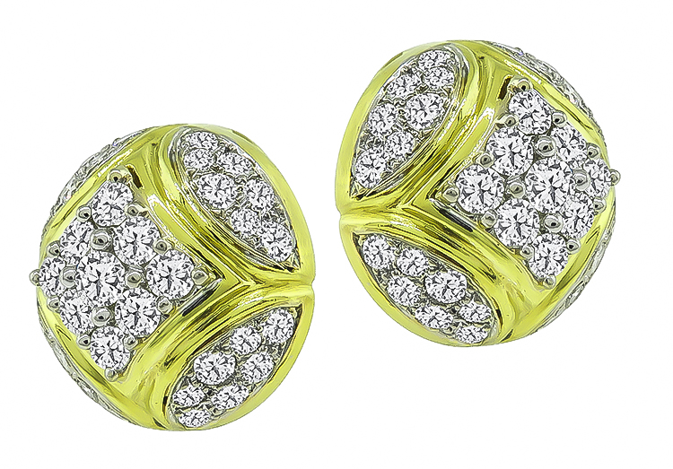 Estate 3.50ct Diamond Gold Earrings
