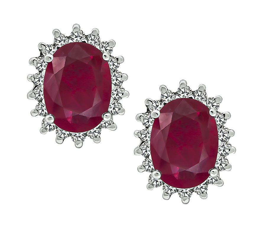 Estate 3.50ct Burmese Ruby 0.70ct Diamond Earrings