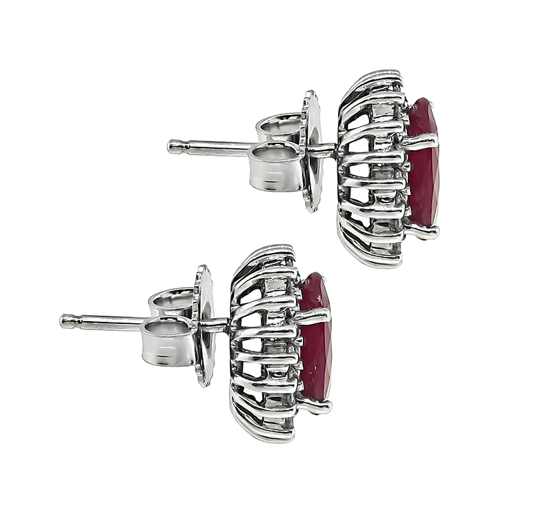 Estate 3.50ct Burmese Ruby 0.70ct Diamond Earrings