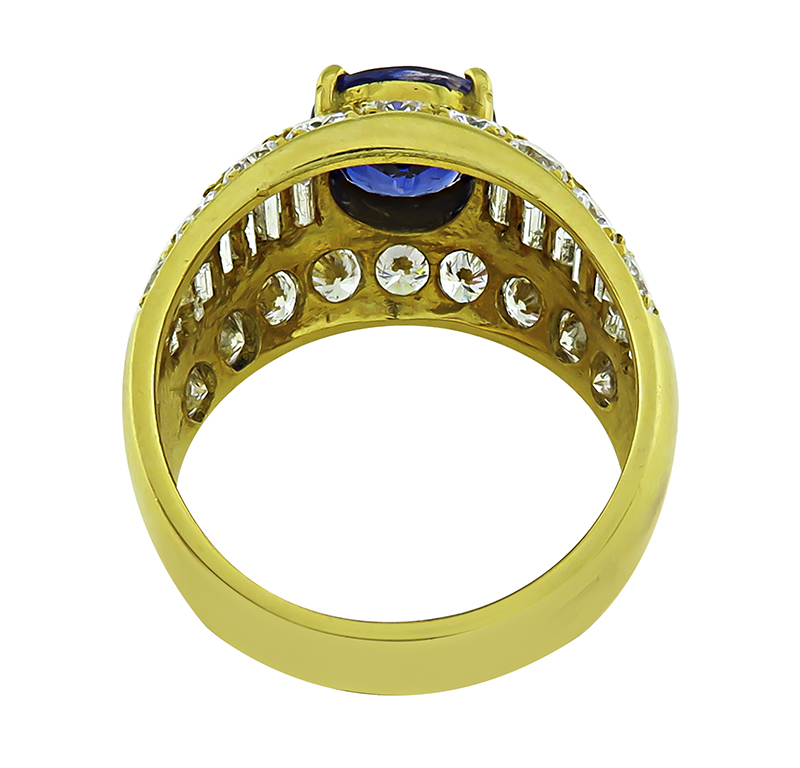 Estate 3.50ct Sapphire 3.00ct Diamond Gold Ring