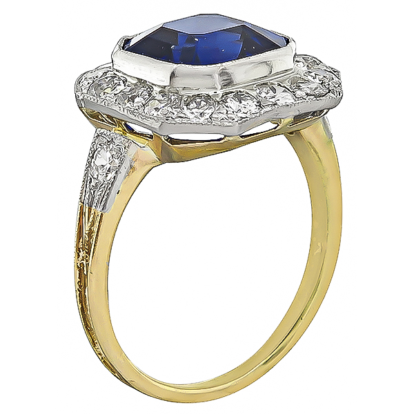 Vintage 3.52ct Sapphire 1.00ct Diamond Engagement Ring