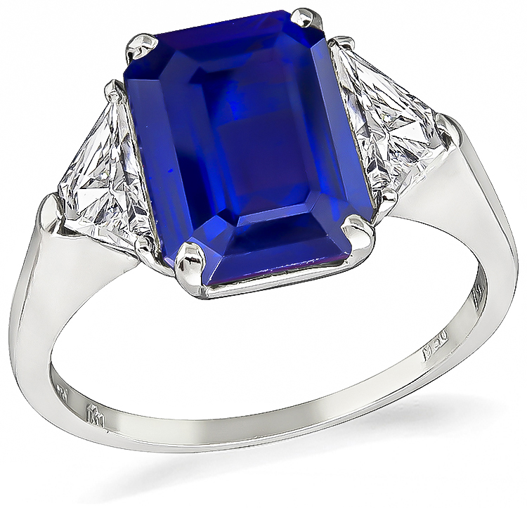 Estate 3.56ct Sapphire 0.60ct Diamond Engagement Ring