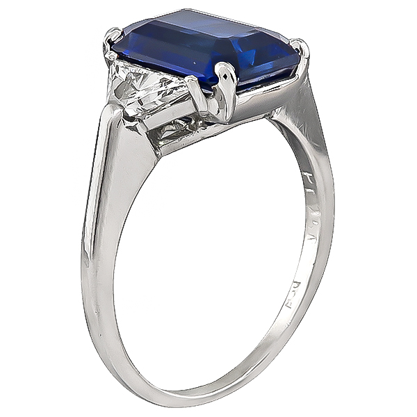 Estate 3.56ct Sapphire 0.60ct Diamond Engagement Ring