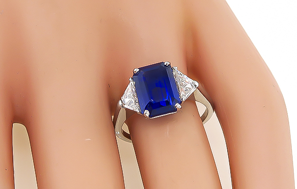 Estate 3.56ct Sapphire 0.60ct Diamond Engagement Ring