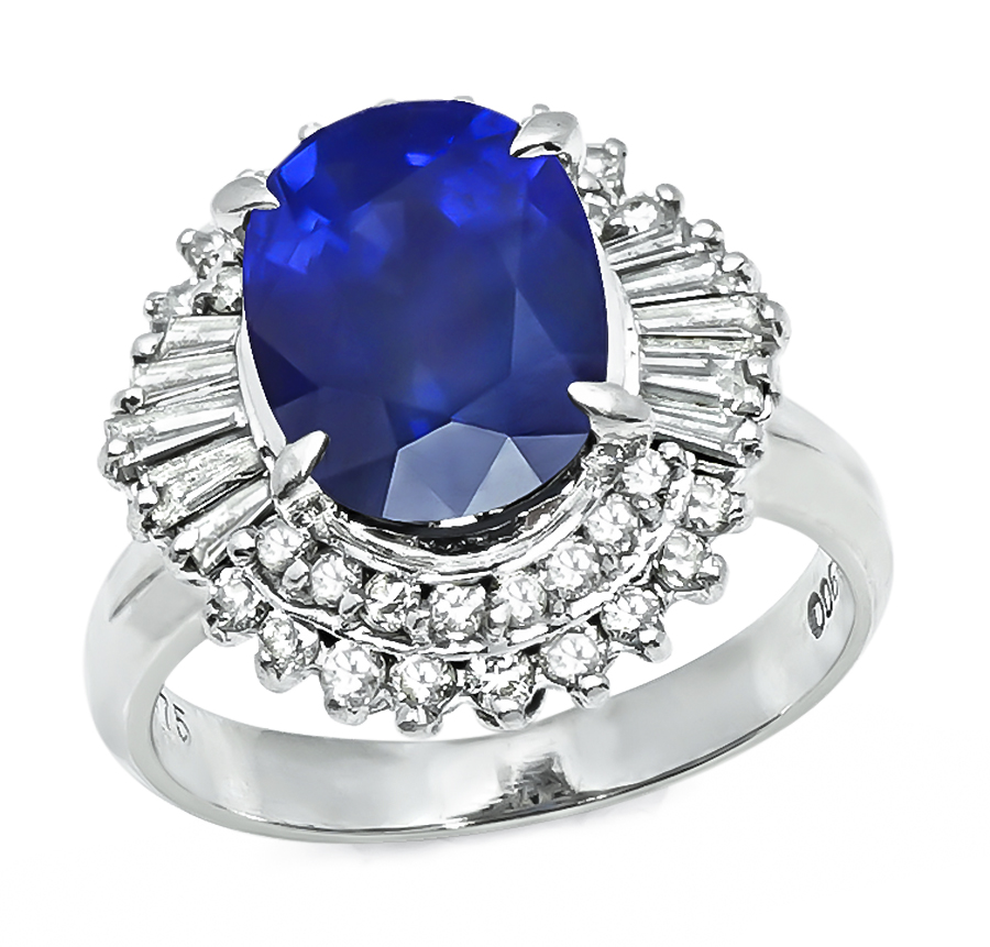 Estate 3.60ct Sapphire 0.75ct Diamond Ring