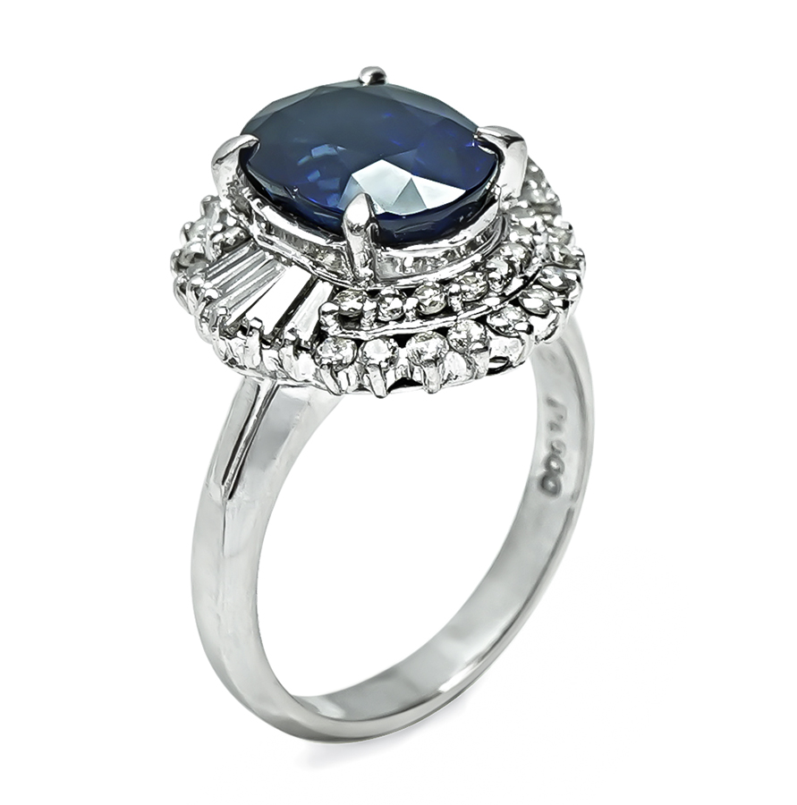 Estate 3.60ct Sapphire 0.75ct Diamond Ring