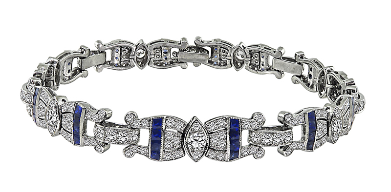Estate 3.67ct Diamond Sapphire Bracelet