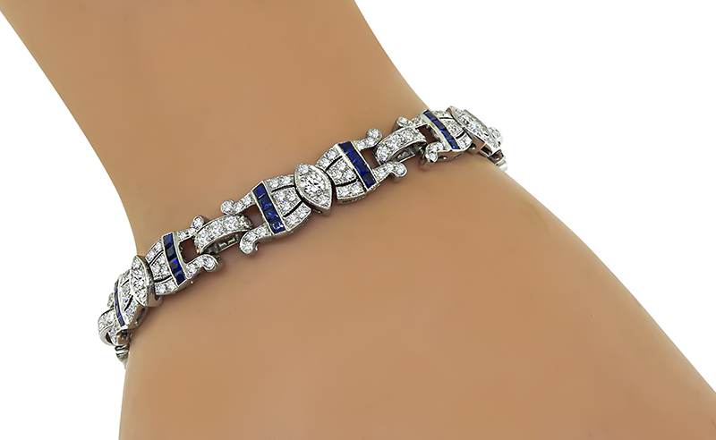 Estate 3.67ct Diamond Sapphire Bracelet