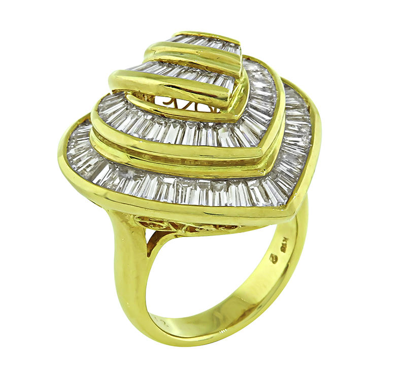 Estate 3.72ct Diamond Yellow Gold Ring