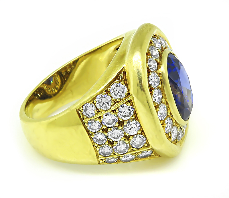 Estate 3.75ct Sapphire 2.00ct Diamond Gold Ring