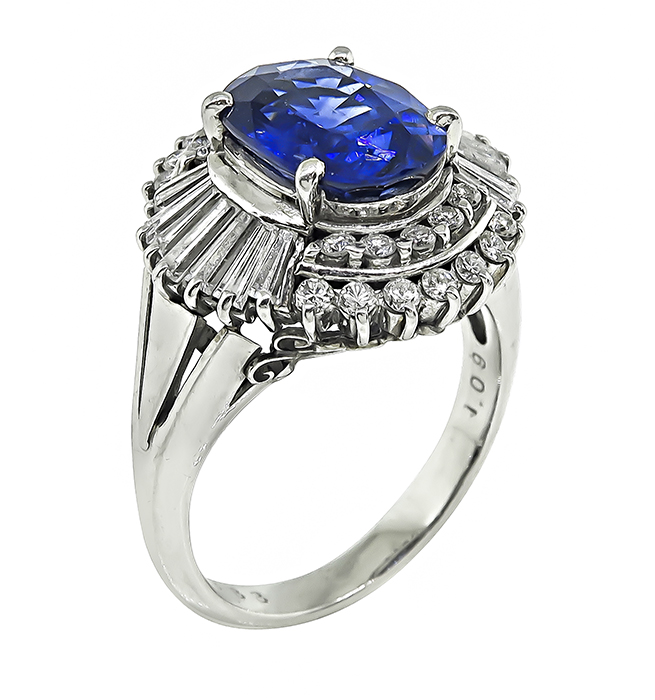 Estate 3.88ct Sapphire 1.09ct Diamond Ring