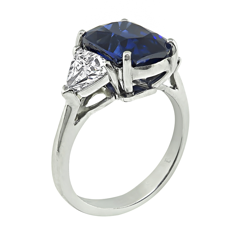 Estate 3.98ct Sapphire 0.80ct Diamond Engagement Ring