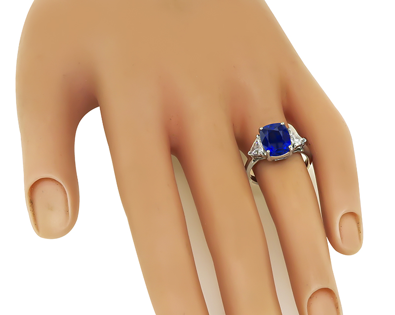 Estate 3.98ct Sapphire 0.80ct Diamond Engagement Ring