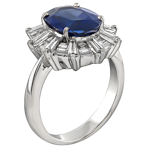 Estate 3.99ct Sapphire 0.94ct Diamond Engagement Ring