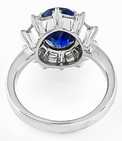 Estate 3.99ct Sapphire 0.94ct Diamond Engagement Ring