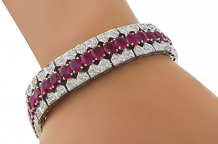 Estate 33.00ct Burmese Ruby 4.50ct Diamond Bracelet