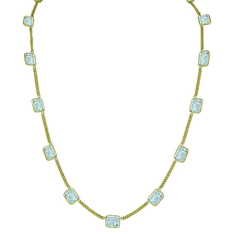 Estate 39.00ct Aquamarine Gold Necklace