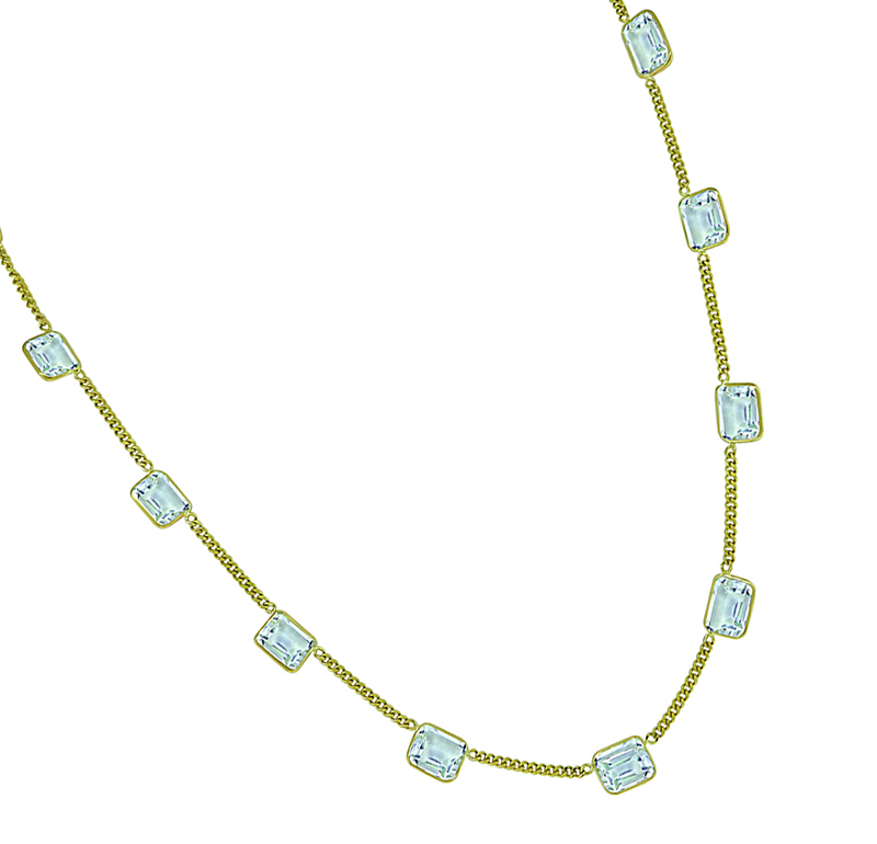 Estate 39.00ct Aquamarine Gold Necklace