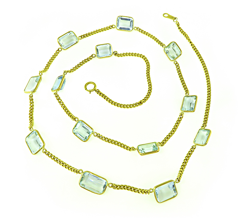 Estate 39.00ct Aquamarine Gold Necklace