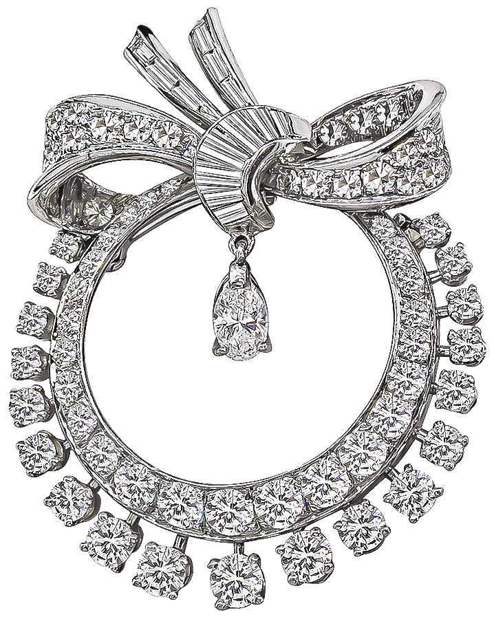 Estate 4.00ct Diamond Platinum Pin