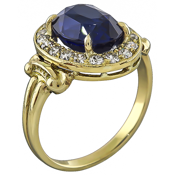 Estate 4.01ct Sapphire Diamond Ring