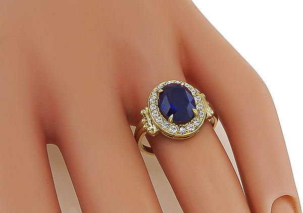 Estate 4.01ct Sapphire Diamond Ring
