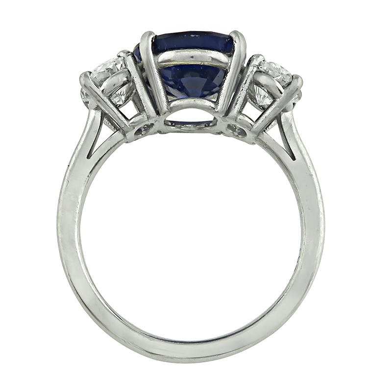 Estate 4.02ct Ceylon Sapphire 1.30ct Diamond Engagement Ring