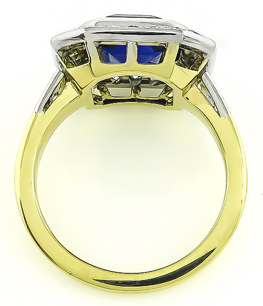 Vintage 4.03ct Sapphire 1.00ct Diamond Gold Engagement Ring