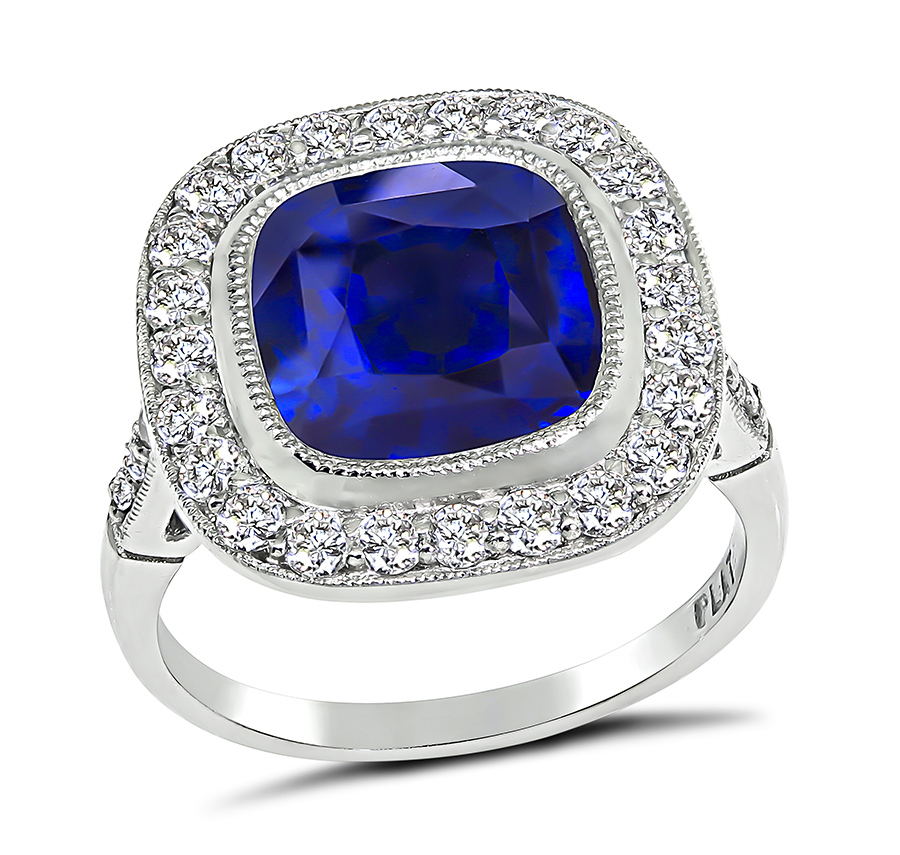 Estate 4.20ct Ceylon Sapphire 0.70ct Diamond Engagement Ring