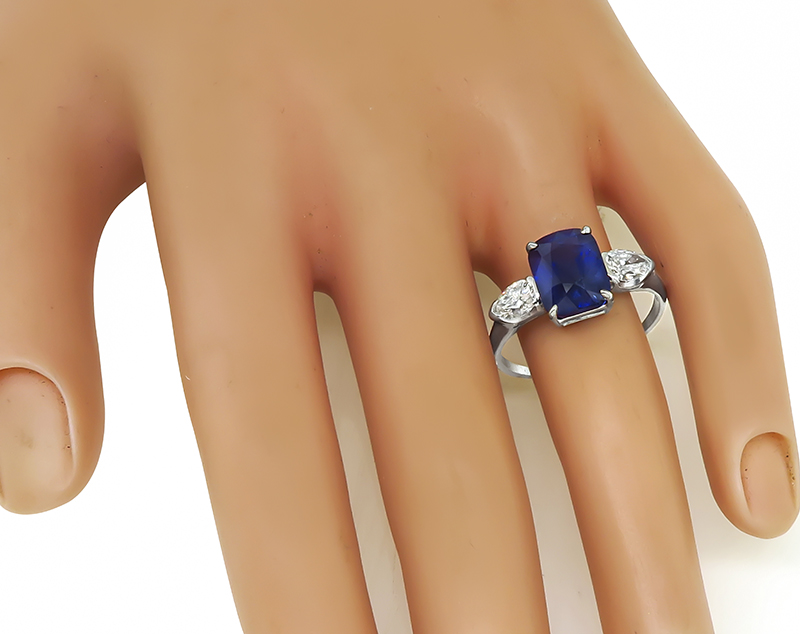Estate 4.41ct Sapphire 1.05ct Diamond Engagement Ring