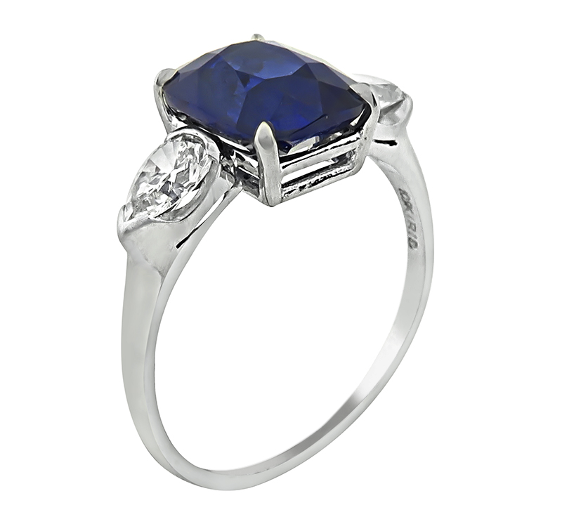 Estate 4.41ct Sapphire 1.05ct Diamond Engagement Ring