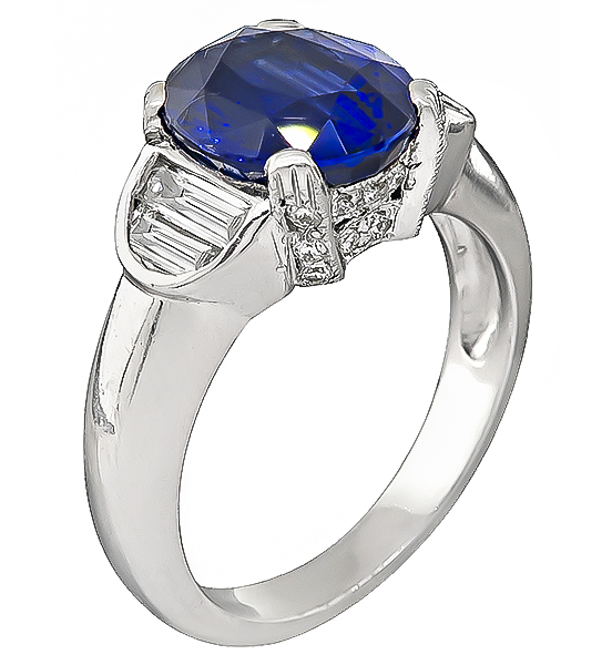 Estate 4.57ct Ceylon Sapphire Engagement Ring