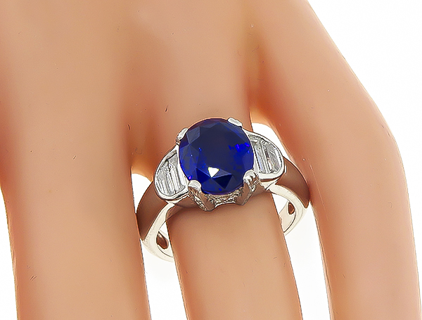 Estate 4.57ct Ceylon Sapphire Engagement Ring