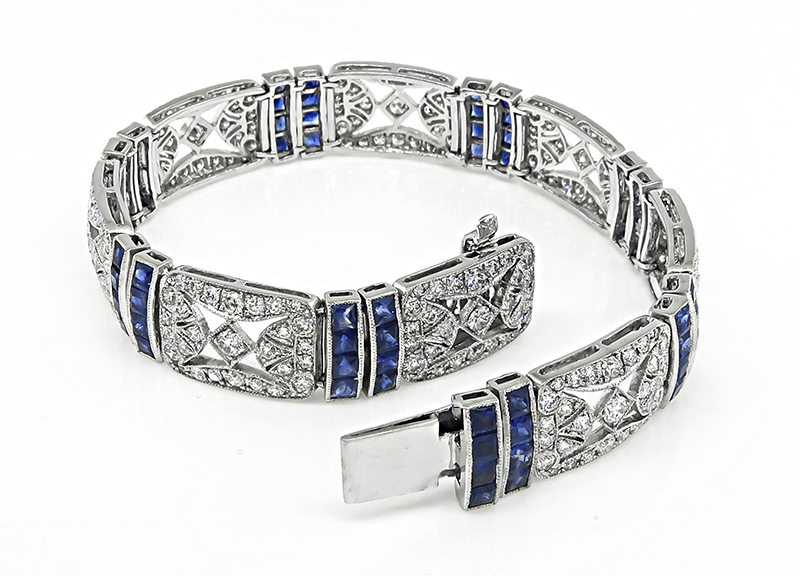 Estate 4.59ct Diamond 7.51ct Sapphire Bracelet