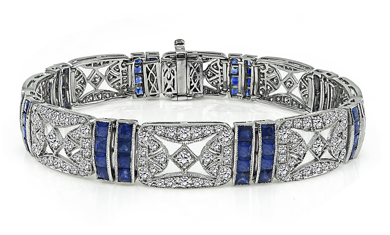 Estate 4.59ct Diamond 7.51ct Sapphire Bracelet