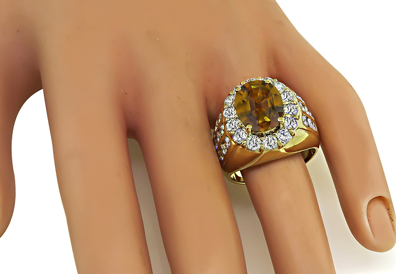 Estate AGL Certified 4.69ct Yellow Sapphire 2.00ct Diamond Ring