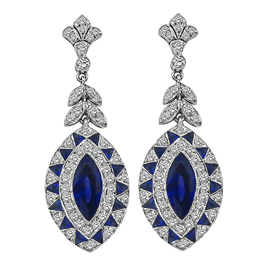 Estate 4.75ct Sapphire 1.70ct Diamond Earrings