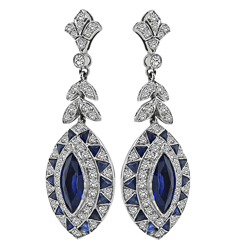 Estate 4.75ct Sapphire 1.70ct Diamond Earrings