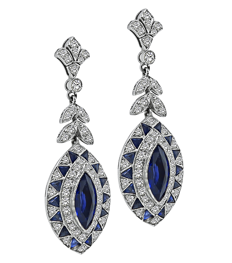 Estate 4.75ct Sapphire 1.70ct Diamond Earrings