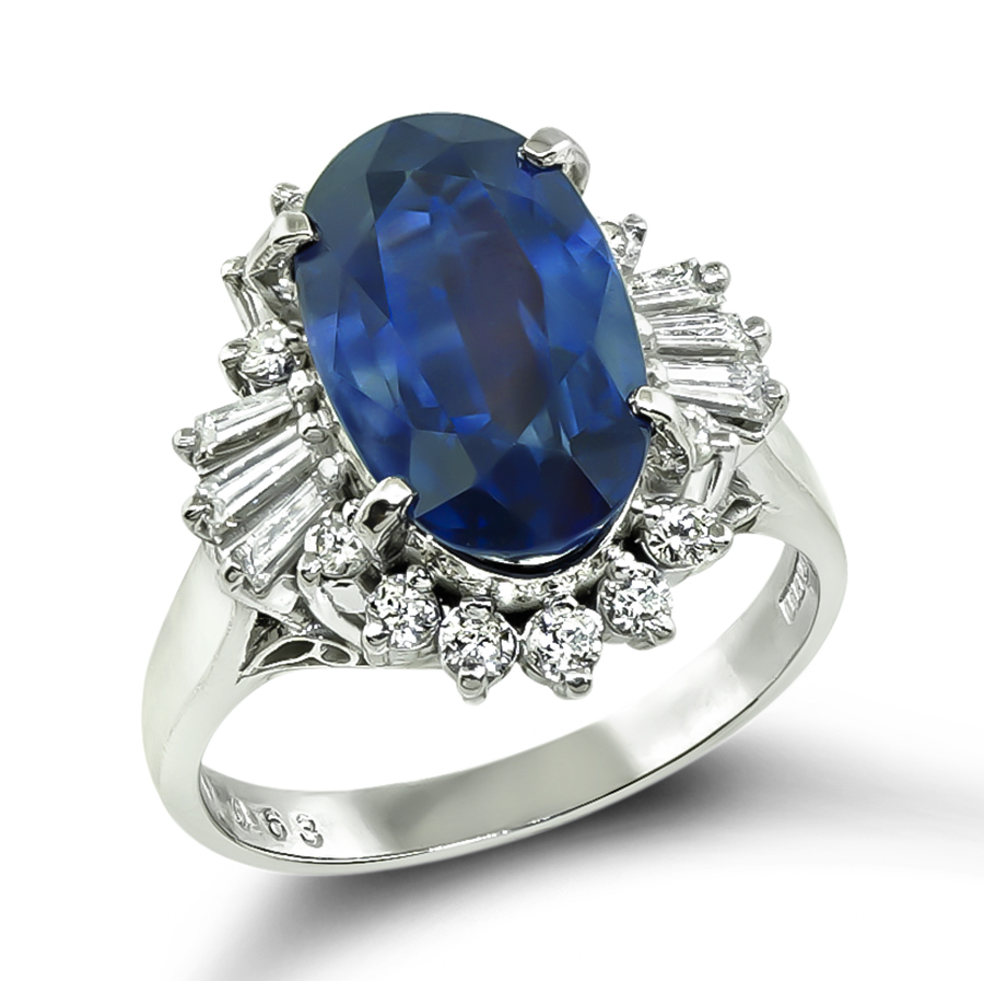 Estate 4.75ct Sapphire Diamond Ring