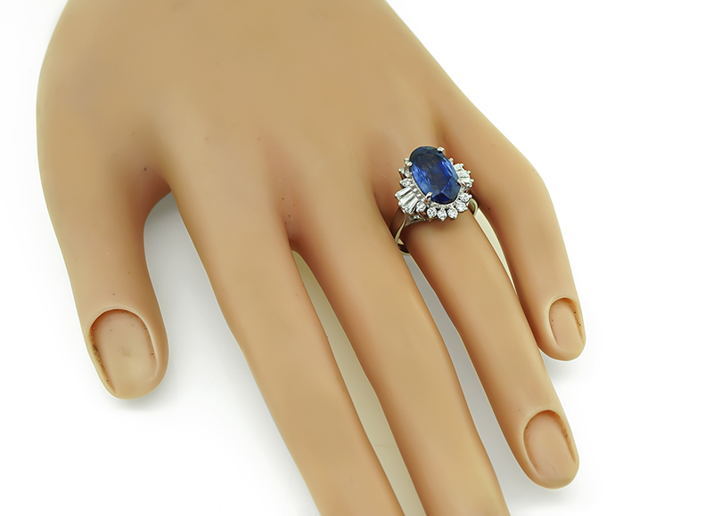 Estate 4.75ct Sapphire Diamond Ring