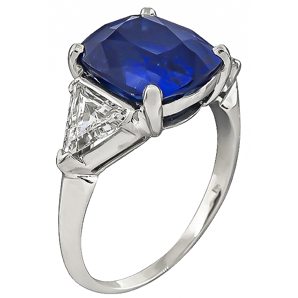 Estate 4.79ct Sapphire 0.90ct Diamond Engagement Ring