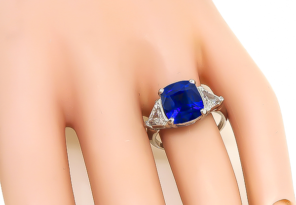 Estate 4.79ct Sapphire 0.90ct Diamond Engagement Ring