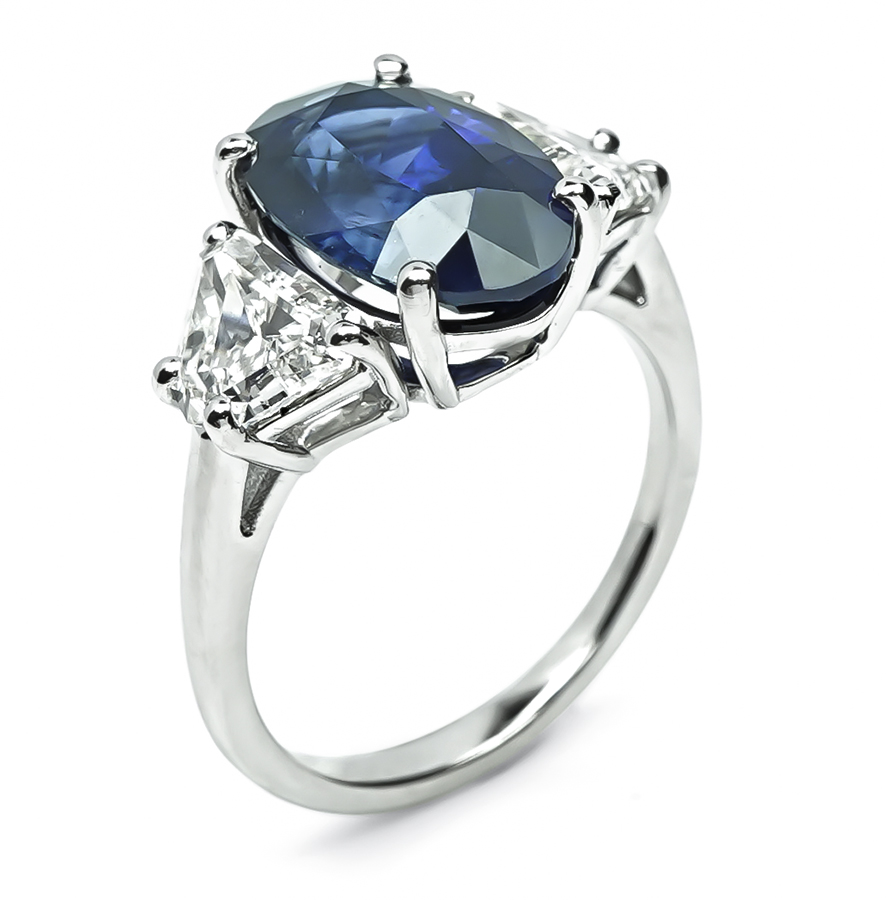 Estate 4.90ct Sapphire 1.61ct Diamond Engagement Ring