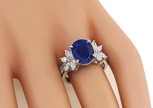 Estate GIA Cert 4.95ct Sapphire 1.00ct Diamond Engagement Ring